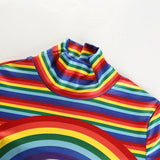 Rainbow Turtleneck Cropped Tee