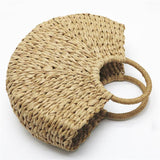 Half Crescent Woven Straw Beach Bag