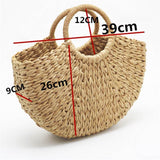 Half Crescent Woven Straw Beach Bag