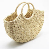 Half Crescent Woven Straw Beach Bag