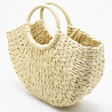 Half Crescent Woven Straw Beach Bag