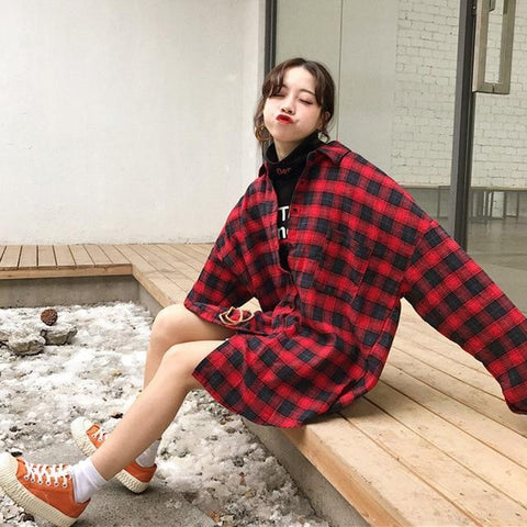 Oversized Flannel Plaid Shirt