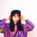 Technicolor Meshed Buttoned Up Top
