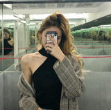 Cropped Shoulder Knitted Tank Top