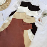 Cropped Shoulder Knitted Tank Top