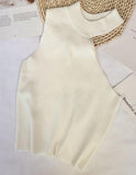 Cropped Shoulder Knitted Tank Top