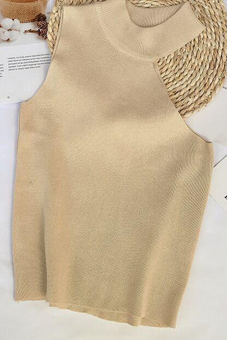 Cropped Shoulder Knitted Tank Top