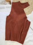 Cropped Shoulder Knitted Tank Top