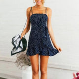 Spaghetti Strap Polka Dot Ruffled Mini Dress