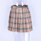 Plaid Skirt With Chain