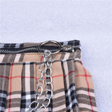 Plaid Skirt With Chain