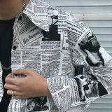 Newspaper Button Up Tee
