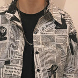 Newspaper Button Up Tee