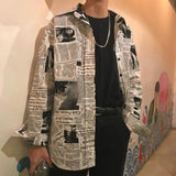 Newspaper Button Up Tee