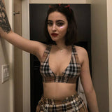 Plaid Two Piece Bra Briefs Set