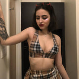 Plaid Two Piece Bra Briefs Set