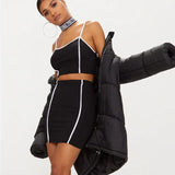 Sporty 2 Piece Tracksuit (Crop Top & Mini Skirt)