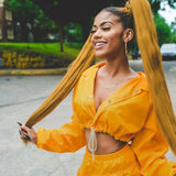 Cropped Orange Windbreaker Jacket