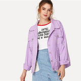 Pastel Purple Distressed Denim Jacket