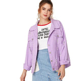 Pastel Purple Distressed Denim Jacket