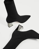 Minimal High Heel Sock Boot