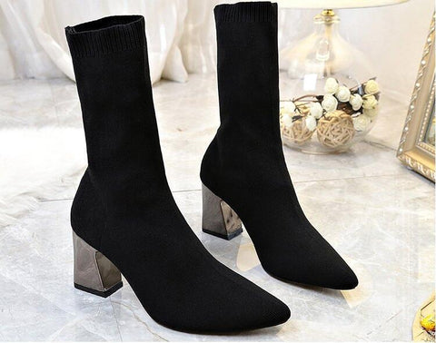 Minimal High Heel Sock Boot