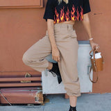 Khaki High Waisted Cargo Pants