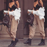 Khaki High Waisted Cargo Pants