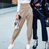 Khaki High Waisted Cargo Pants
