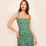 Green Floral Midi Dress