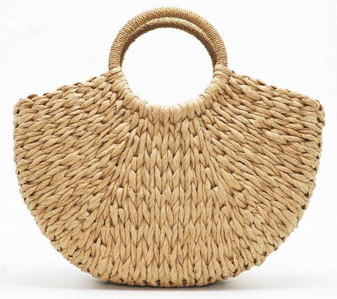 Half Crescent Woven Straw Beach Bag