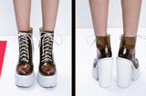 Transparent Platform Lace Up Boots