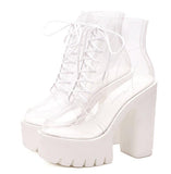 Transparent Platform Lace Up Boots
