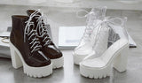 Transparent Platform Lace Up Boots
