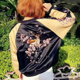 Embroidered Blossom Satin Bomber