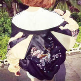 Embroidered Blossom Satin Bomber