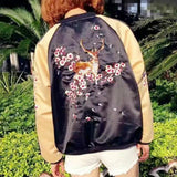 Embroidered Blossom Satin Bomber
