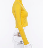 Yellow Long Sleeve Zip Up Sweater