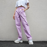 High Waisted Pastel Purple Canvas Trousers