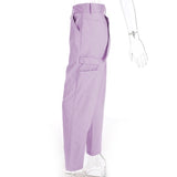 High Waisted Pastel Purple Canvas Trousers