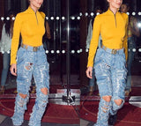 Yellow Long Sleeve Zip Up Sweater