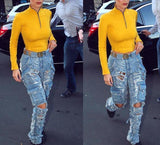 Yellow Long Sleeve Zip Up Sweater