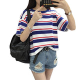 Blue Red White Vintage Striped Tee