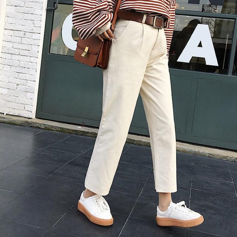 High Waisted Straight Leg Chinos