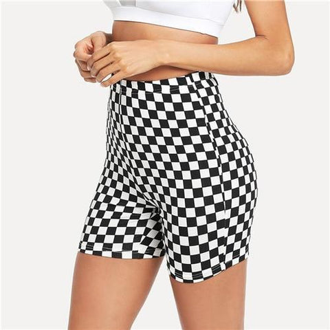 Checkered Biker Shorts