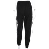 High Waisted Black Nylon Cargo Pants