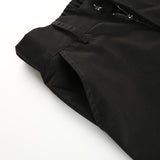 High Waisted Black Nylon Cargo Pants