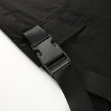 High Waisted Black Nylon Cargo Pants