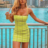 Pastel Green Plaid Mini Dress