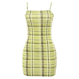 Pastel Green Plaid Mini Dress